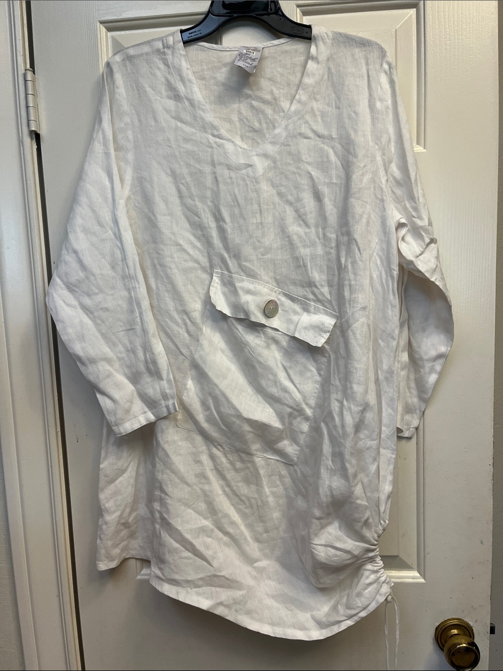 Match Point White Linen Tunic w/front pocket S NWOT